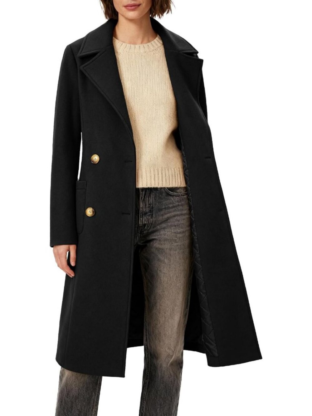 Stylish Women's Winter Double-Breasted Long Overcoat, Classic Trench Coat